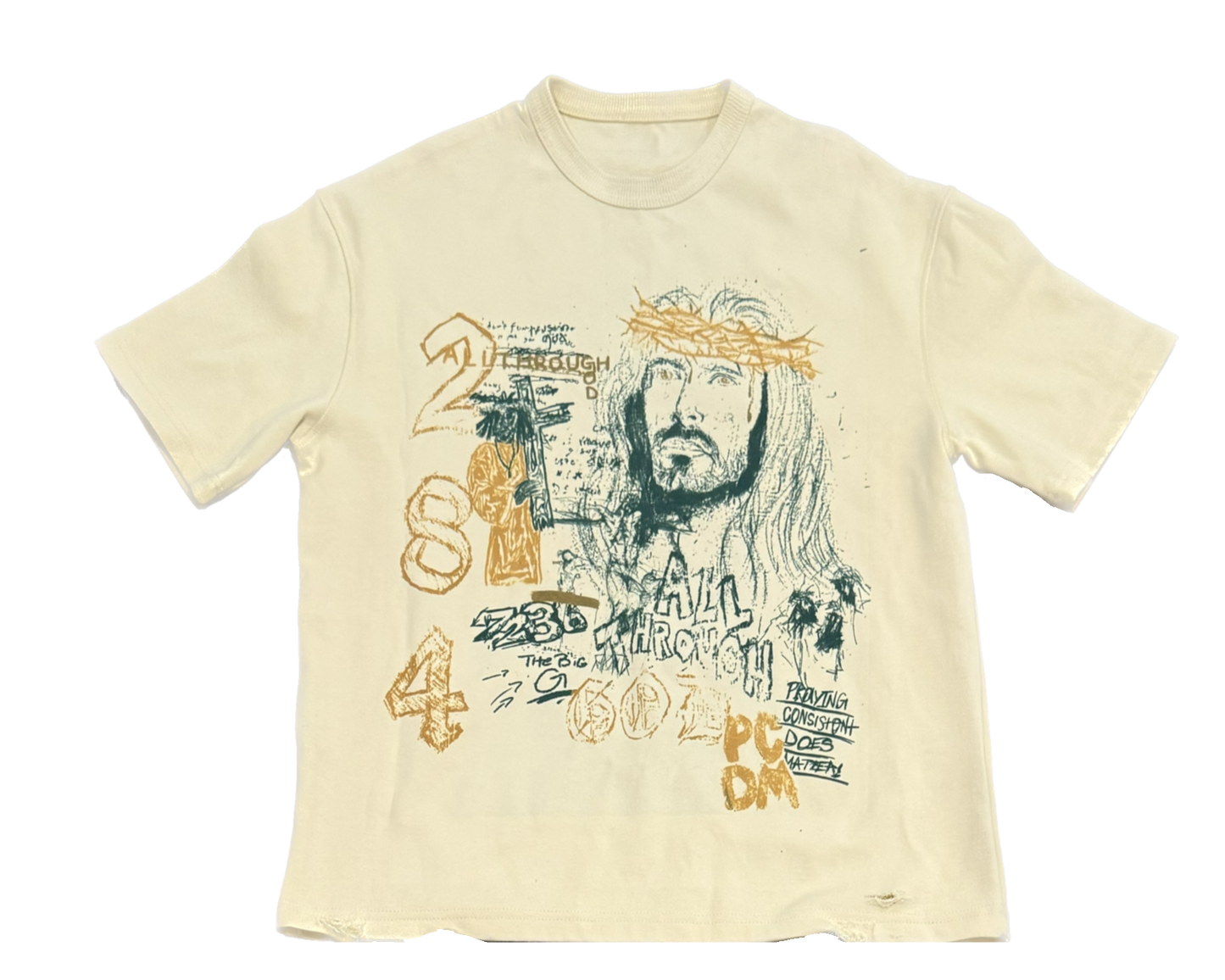 Cream Green & Gold Graphic Shirt