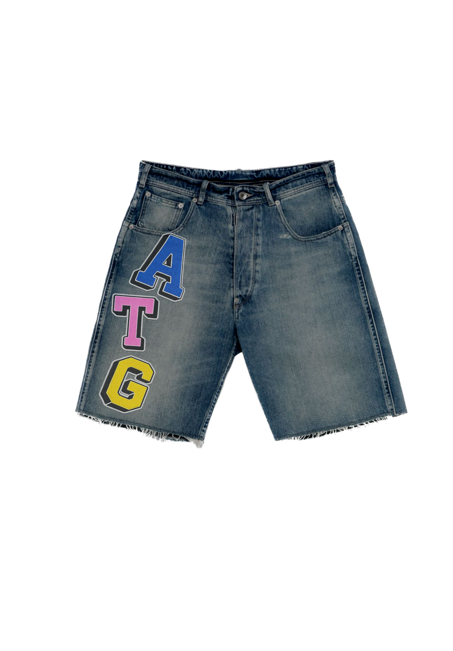 Medium Wash ATG Shorts (Blue/Pink/Yellow)