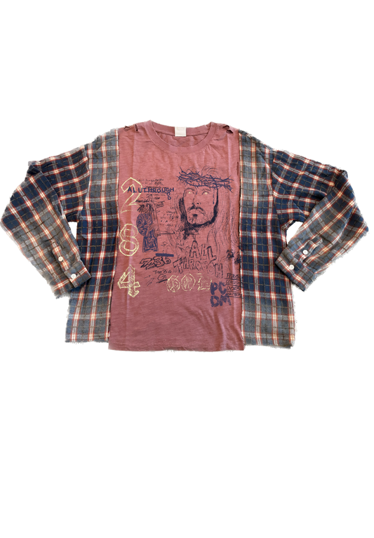 Flannel Cut & Sew Washed Red / Blue