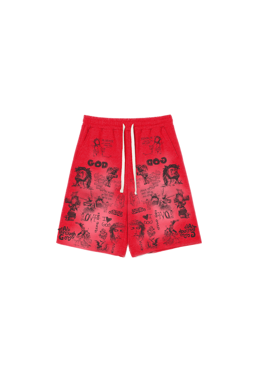 Red Graffiti Shorts