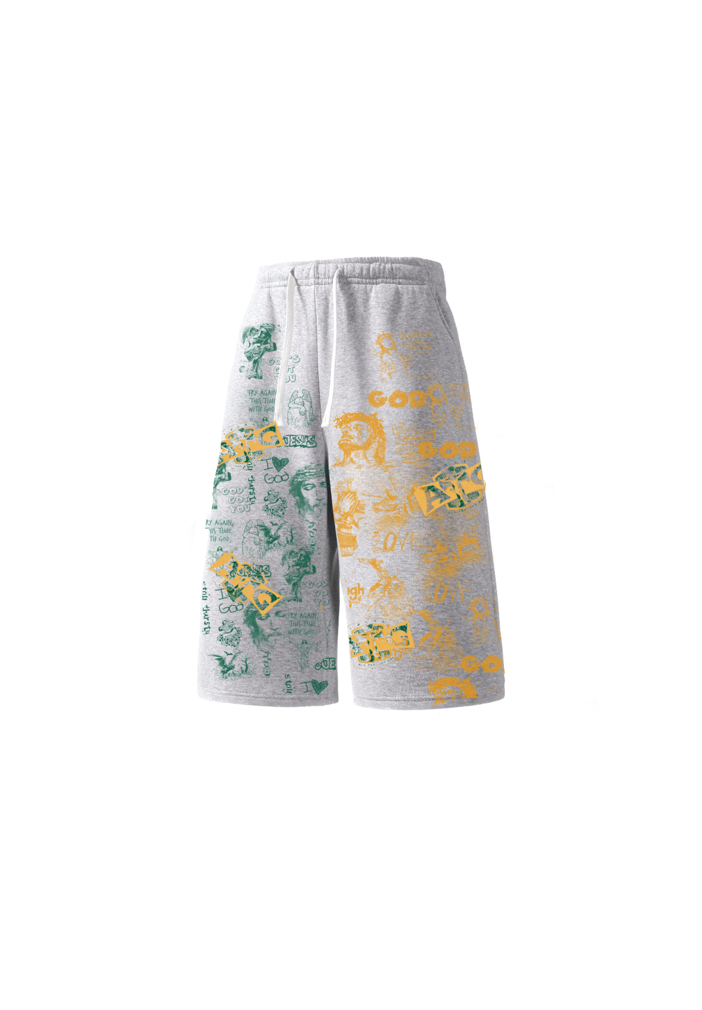 Grey Green & Gold Shorts