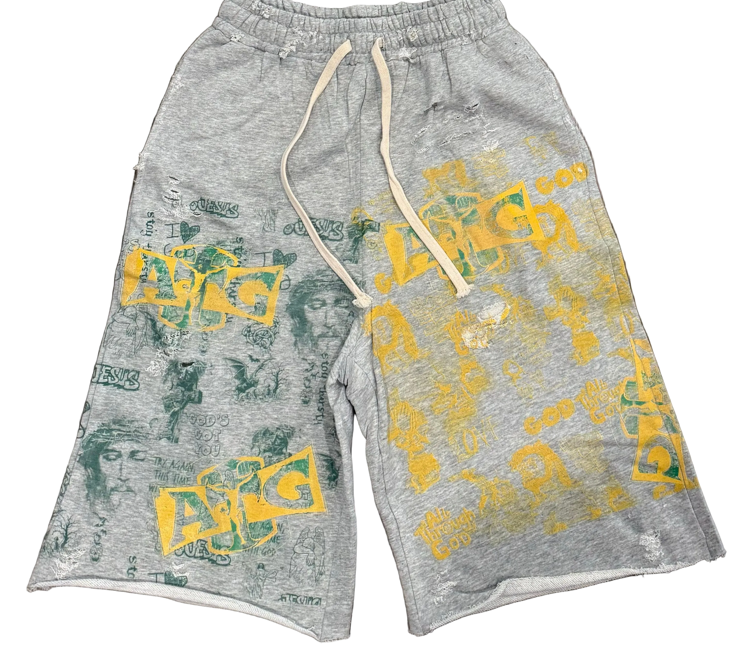 Grey Green & Gold Shorts