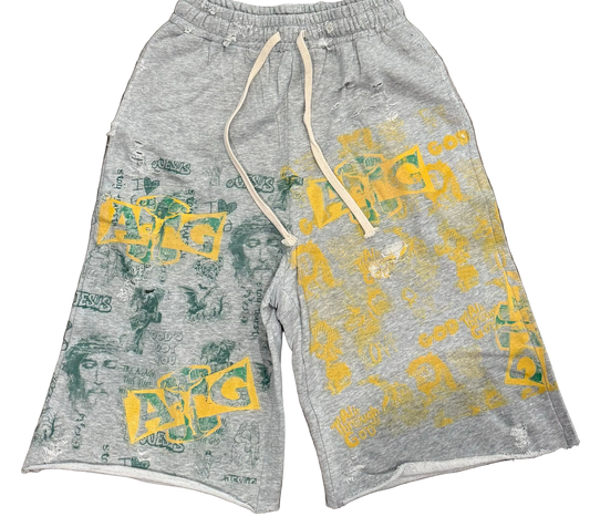 Grey Green & Gold Shorts