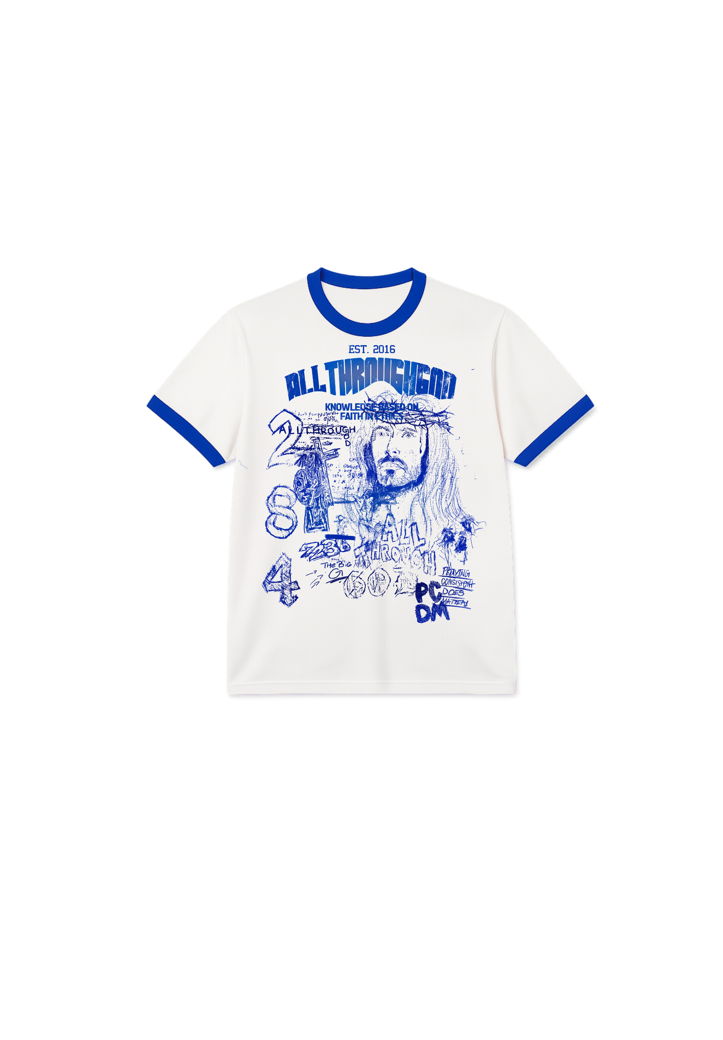 Graphic Ringer Tee (Blue)