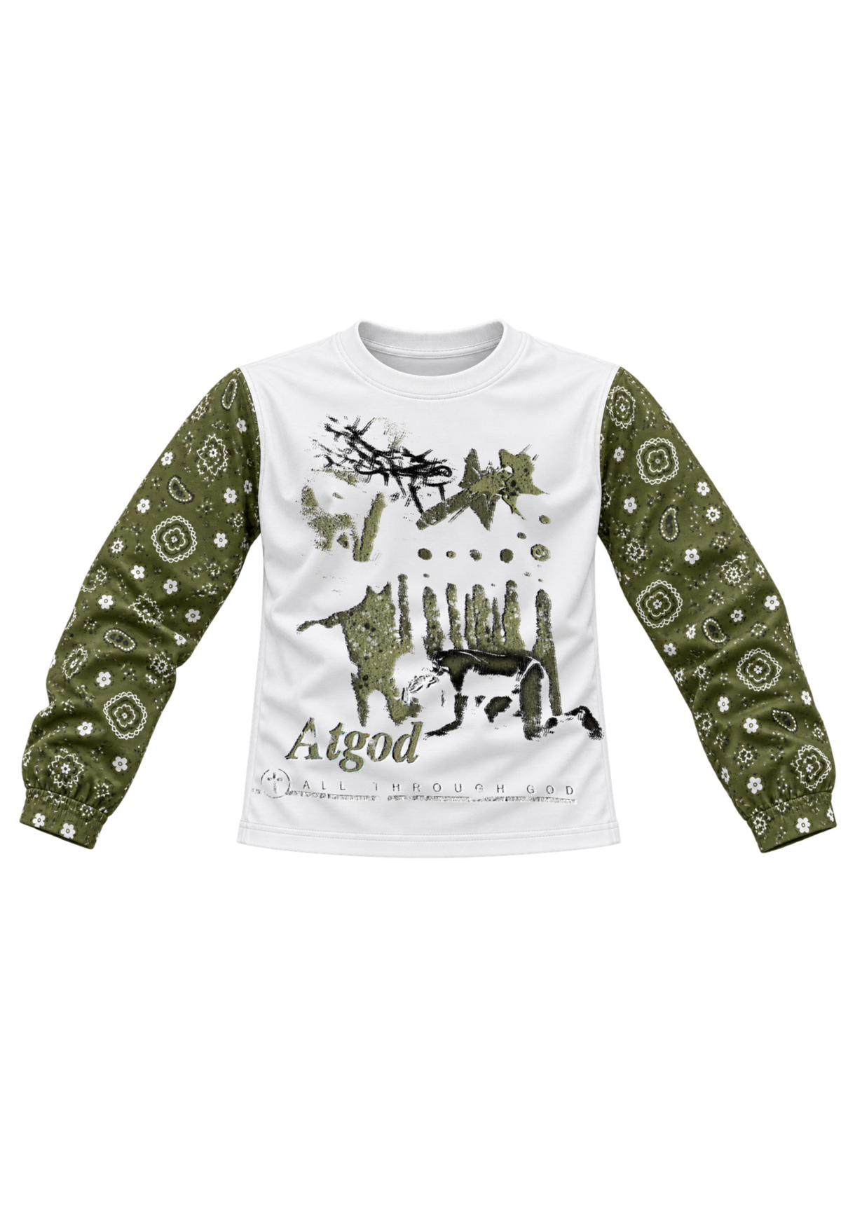 ATGod Bandana Long Sleeve — White / Olive