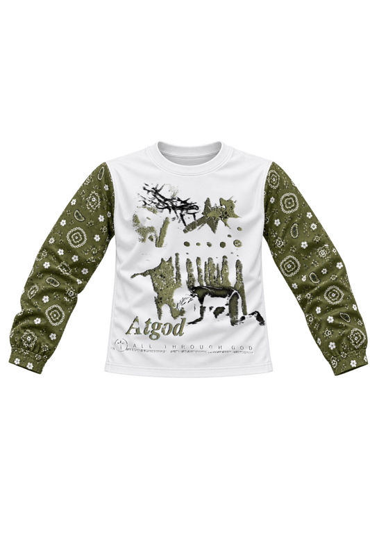 ATGod Bandana Long Sleeve — White / Olive