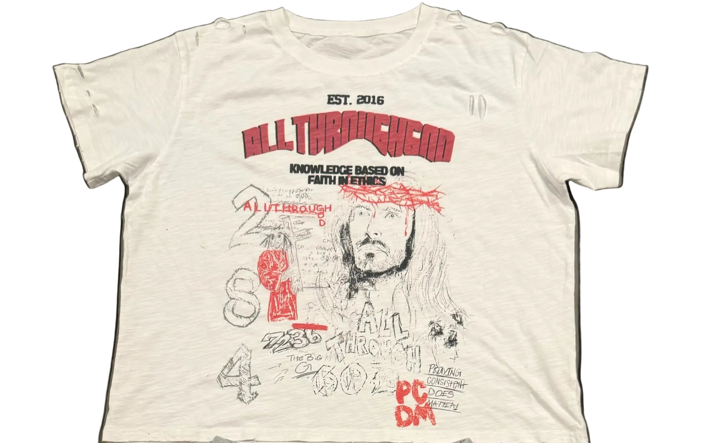 Red ￼& Black Distressed Tee