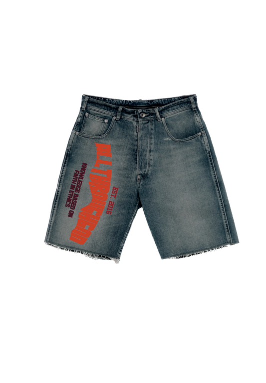 Dark Wash Shorts (Orange)