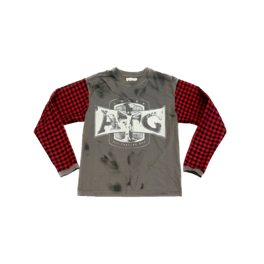 Plaid Longsleeve Tee (Red/Grey)