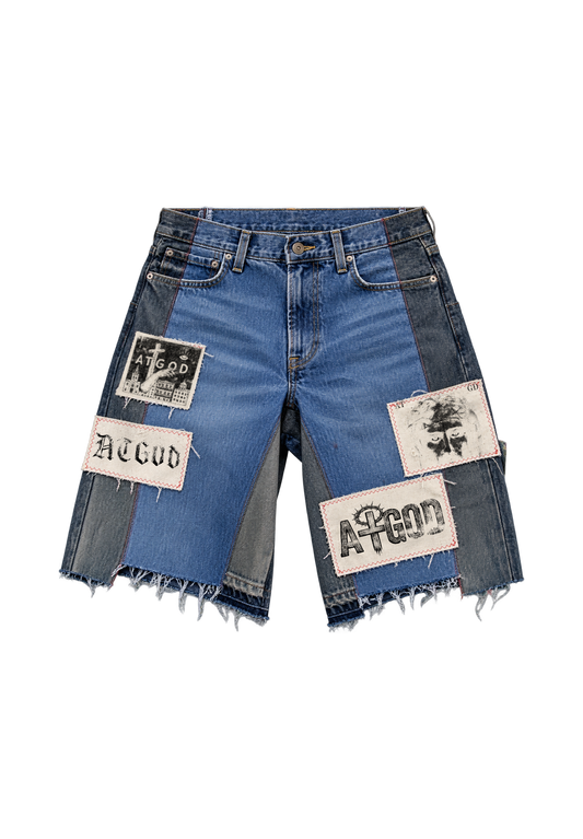 Patchwork Denim Shorts