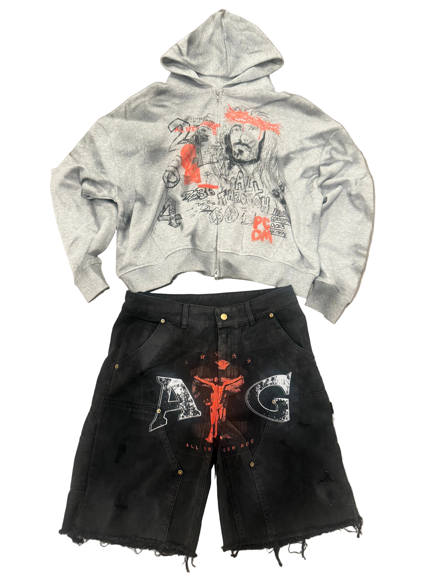 ZIP UP SET RED, BLACK, & GREY