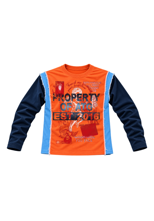 Property of ATG Panel Long Sleeve — Orange / Blue / Navy